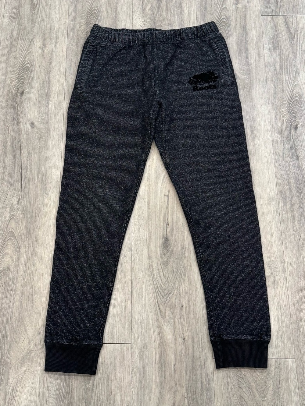 Roots Dark Charcoal Heather Cozy Lougewear Zipper Jogger Sweatpants